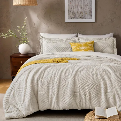 Vista 19 de JOLLYVOGUE Juego de edredón Queen de 7 piezas, cama bohemia copetuda en una Edredón ultra suave, certificado OEKO-TEX, para todas las estaciones