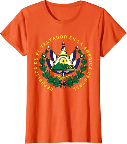 Vista 45 de amdesco Salvador Camisa, salvadoran Escudo de armas playera, mujer L, Blanco