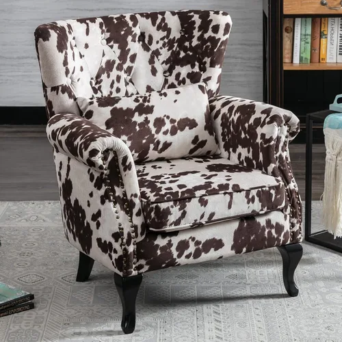 Vista 12 de Sillas de Brazo de Lectura Accent Sillas Midcentury Modernas Cómodas Silla de Sofá de Esquina, Silla de Club Wingback de Sala de Espera con Respaldo