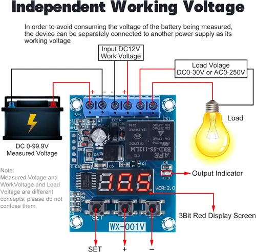 Vista 3 de Icstation DC 12 V Interruptor de desconexión de bajo voltaje sobre carga placa de protección de descarga con interfaz de alimentación independiente