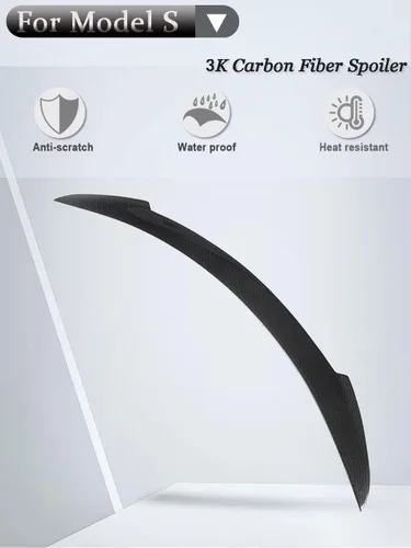Vista 3 de Alerón de maletero de fibra de carbono modelo S para Tesla Model S 2012-2023 Tapa de alerón trasero Piezas de coche Ala trasera del coche Kits