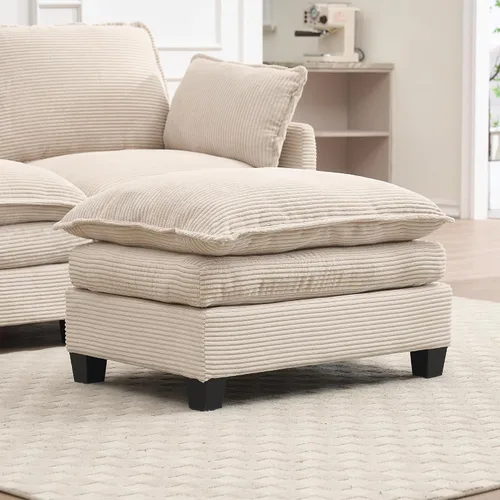 Vista 8 de Sofá Sillones de tela de terciopelo de 102 pulgadas para sala con doble cojín, sofás para sala con diseño modular para sala de estar, beige