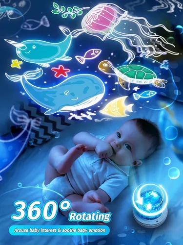 Vista 5 de 【PAQUETE DE REGALO】Regalos de unicornio para niñas, luz nocturna con 15 películas + 10 músicas con sonidos relajantes, máquina de proyección