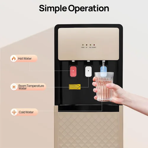 Vista 3 de Bacocoo Dispensador de agua de carga inferior, dispensador de agua caliente y fría y a temperatura ambiente, 3 ajustes de temperatura, diseño