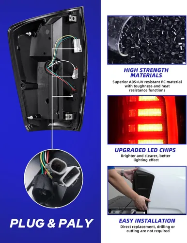 Vista 7 de AUTOONE 2023 Ensamblaje de Luz Trasera LED Mejorado para Toyota Tacoma con Carcasa Negra y Lente Ahumada, Reemplazo de Lámpara Trasera para Toyota