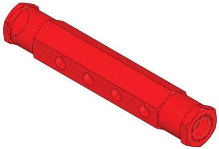 Vista 2 de Colector hexagonal de aluminio NM-321 puertos 1/4 NPT, 1. entrada
