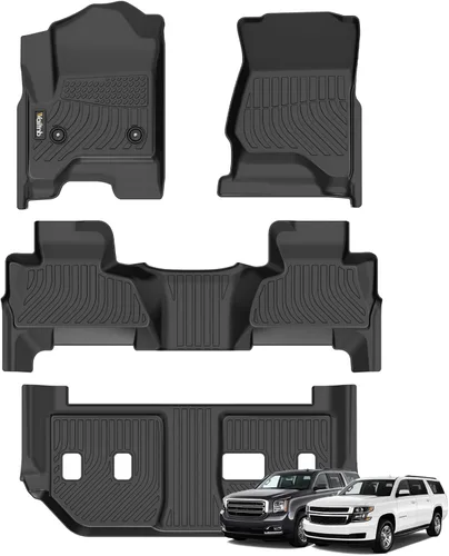 Vista 80 de Tapetes de piso para todo clima y forro de carga con respaldo para Chevrolet Suburban de 7 asientos 2021-2025 / GMC Yukon XL de 7 asientos