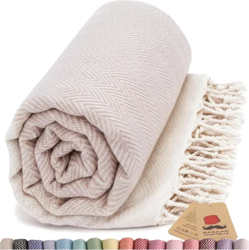 Vista 27 de Toalla de baño turca, 100% algodón, 71 x 39 pulgadas, beige arpa