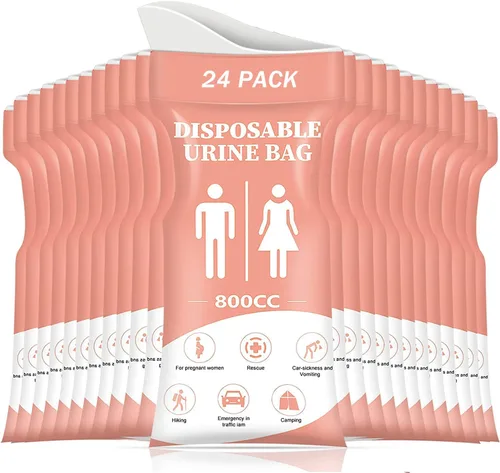 Vista 11 de DIBBATU Bolsa de orina desechable, 12/24 bolsas de orina para viajes para mujeres/hombres, bolsa de urinario portátil de emergencia de 27.1 fl oz