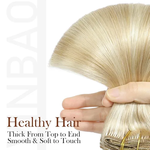 Vista 39 de VINBAO Extensiones de cabello humano con clip, balayage, color marrón ceniza a rubio caramelo, 14 pulgadas, 6 unidades, 3.53 onzas, 6