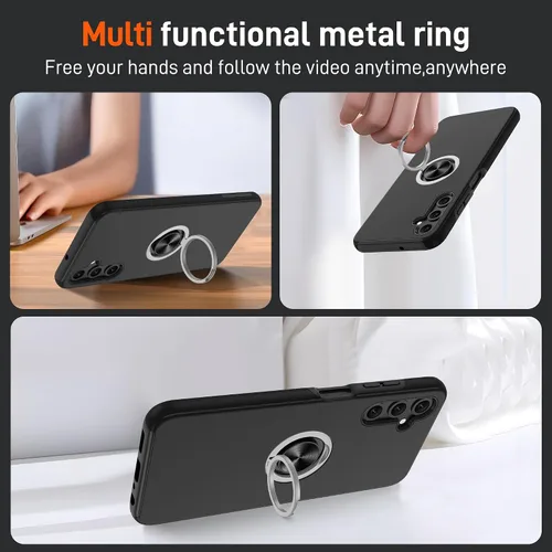 Vista 5 de Gritup - Funda para Galaxy A05S con protector de pantalla HD×2, funda protectora para teléfono a prueba de golpes con soporte magnético de anillo