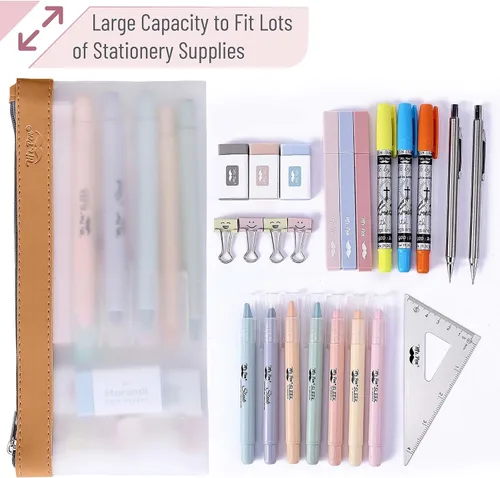 Vista 6 de Mr. Pen - Estuche transparente para lápices, paquete de 3, estuche transparente para lápices, bolsas para lápices