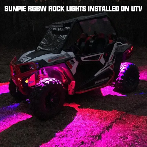 Vista 8 de SUNPIE Kit de luces de roca RGBW de 8 focos, luces de neón subterráneas de aluminio, control por aplicación, modo de voz RF, modo de música, luces