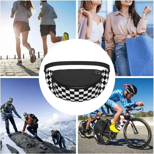 Vista 4 de Riñonera ajustable para hombres y mujeres, viajes, senderismo, ciclismo, correr, tablero de ajedrez