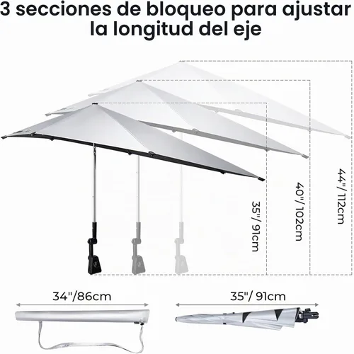 Vista 2 de G4Free Sombrilla para silla de playa UPF 50+ con abrazadera universal