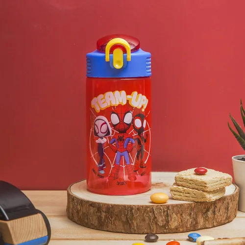 Vista 4 de Zak Designs Marvel Spider Man - Botella de agua para niños con cubierta de boquilla y aro de transporte, hecha de plástico duradero, diseño