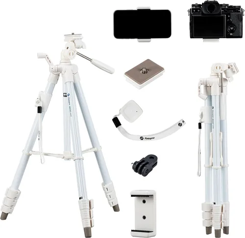 Vista 8 de Fotopro DIGI-3400 - Trípode de viaje ultraligero y compacto de 120 cm con placa de liberación rápida y cabezal panorámico, trípode de aluminio