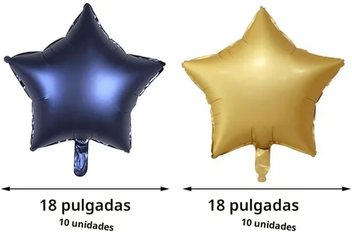 Vista 2 de 20 globos de papel de aluminio de estrella azul marino dorado de 18 pulgadas, globos de helio en forma de estrella azul mate, globos de Mylar