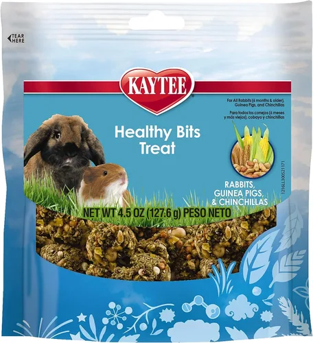 Vista 6 de Kaytee Healthy Bits - Golosinas para conejo, conejillo de indias, 4.5 onzas Fun bonding bites. Rabbit treats for hand feeding. Crunchy bunny