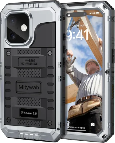 Vista 81 de Mitywah Funda impermeable para iPhone 7/iPhone 8 / iPhone SE 2020, funda de metal resistente de grado militar, protección de cuerpo completo