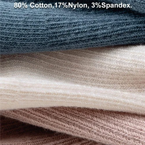 Vista 5 de Exegawe Calcetines de algodón para bebés y niñas, calcetines largos de algodón para niños pequeños, acogedores, cálidos, de color sólido, calcetines