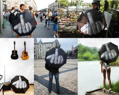 Vista 6 de TIHOOD Divertido paraguas plegable de dedo medio regalo creativo para hombremujer