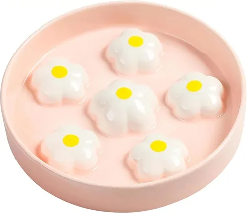 Vista 8 de Cuenco de cerámica para gatos de 6 onzas, plato de rompecabezas ancho poco profundo, apto para lavaplatos (Naranja)
