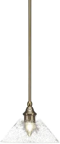 Vista 141 de Toltec Lighting Tallo Colgado Mini colgante, acabado de cobre negro, 3.5" cuadrado humo burbuja vidrio