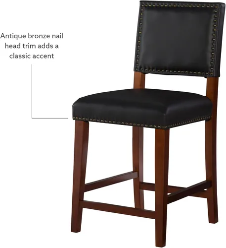 Vista 8 de Linon Brook Taburete de mostrador, 19 pulgadas de ancho x 22 pulgadas de profundidad x 39.5 pulgadas de alto, negro