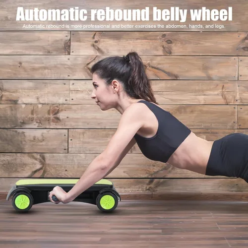 Vista 3 de Talent Star Tabla de máquina abdominal con 4 ruedas, rueda abdominal de rebote automático para entrenamiento de núcleo, equipo de entrenamiento