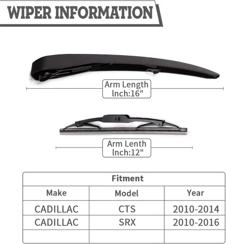 Vista 2 de Juego de Tuerca de Brazo de Escobilla Limpiaparabrisas Trasero de Repuesto para Cadillac SRX 2010-2018 CTS 2010-2014, Conjunto de Accesorios