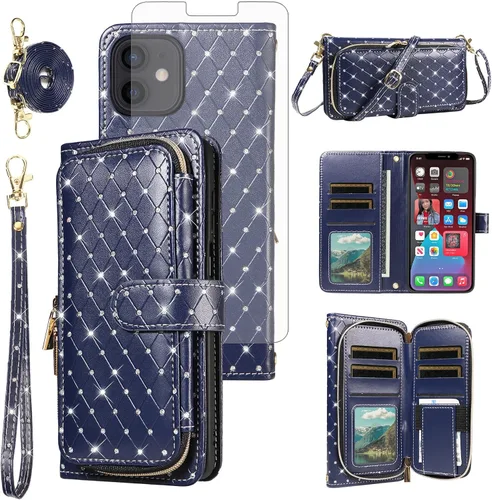 Vista 119 de Funda para teléfono iPhone 6 6S con cremallera y protector de pantalla con protector de pantalla, correa de cordón cruzado, ranura para iPhone 6 Six