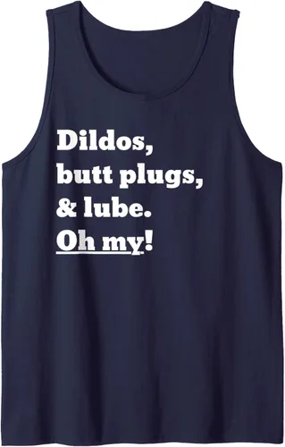 Vista 6 de Consoladores, tapones y lubricante. ¡Oh my! Camiseta sin mangas, Negro, S