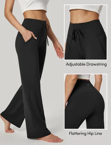 Vista 4 de IUGA Wide Leg Yoga Pants for Women Sweatpants with Pockets Yoga Pants Flare Lounge Pants Loose High Waist Comfy Workout Dance
