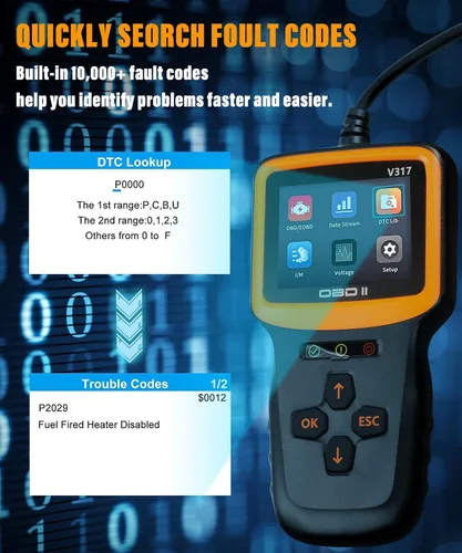 Vista 4 de YAKEFLY Herramienta de diagnóstico con escáner OBD2, lector de códigos OBD2 para auto, lector de códigos de fallas del motor, herramienta de escaneo