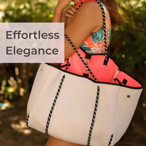 Vista 9 de POPUPS Bolso grande de neopreno para mujer - Bolso de mano de diseñador para todos los días, para el trabajo, la playa y viajes con bolsillos