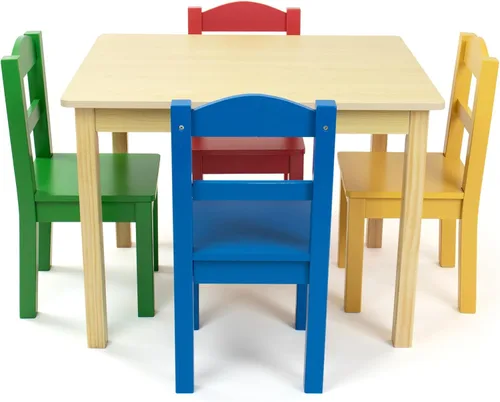 Vista 12 de Humble Crew Juego de mesa y silla para niños pequeños, muebles de actividades de madera Sturdy 5 piece playroom or bedroom desk, perfect size for