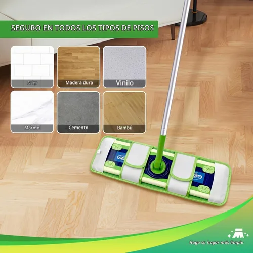 Vista 6 de Paquete de 4 almohadillas de microfibra para trapeadores Swiffer XL, reutilizables, para mopa húmeda y seca, compatibles con Swiffer Sweeper XL