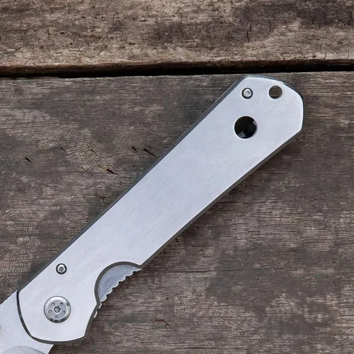 Vista 5 de Dispatch Iris Navaja de bolsillo plateada de 3.9 pulgadas para hombres, cuchillo plegable EDC para camping, supervivencia, senderismo al aire