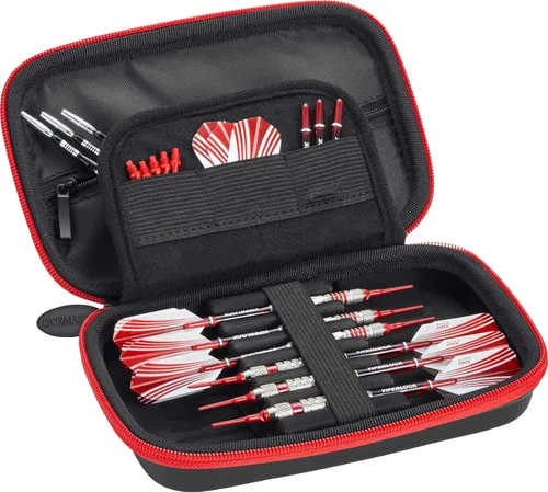 Vista 16 de Casemaster Sentinel - Estuche para dardos con 6 puntas de acero o punta suave, totalmente montado, funda rígida de EVA con espuma, resistente al