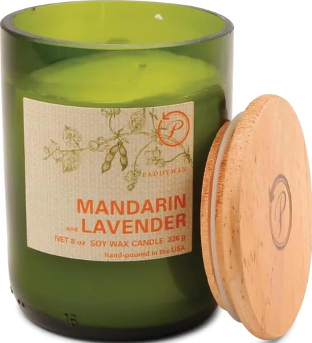 Vista 14 de Paddywax Eco Green Collection - Vela de mezcla de cera de soja en tarro de vidrio, aroma a limón Meyer, recipiente verde con tapa de madera, 8 onzas