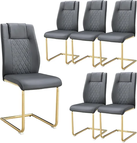 Vista 14 de Sillas De Comedor - Juego de 4 sillas de comedor modernas para cocina, con asiento tapizado de piel sintética, patas de metal con respaldo alto