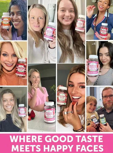 Vista 4 de Lunakai Gomitas prebióticas + probióticas fabricadas en Estados Unidos para mujeres y hombres, alta potencia, 5 mil millones de UFC con fibras