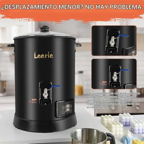 Vista 9 de Leerie D15 - Derretidor de cera comercial digital de 30 libras para hacer velas, olla de fusión de cera de vela grande con control preciso