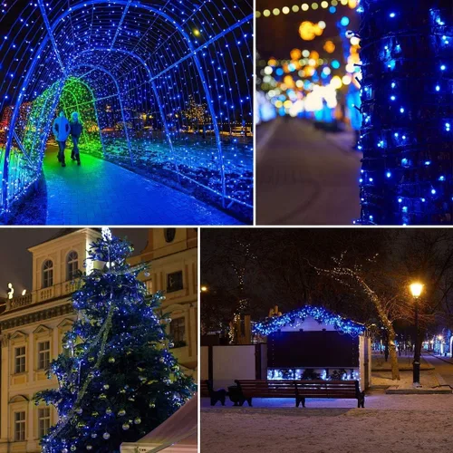 Vista 5 de Guirnalda de luces para decoración de Navidad, 82.0 ft, 220 LED, 8 modos, función de extremo a extremo, extensible, enchufable, impermeable