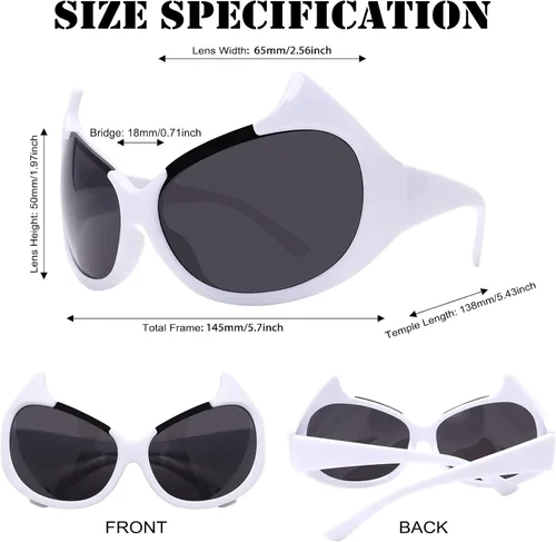 Vista 3 de BOTEN Gafas de sol de gran tamaño para mujer, lindas gafas de sol envolventes de moda, gafas de sol Y2k de moda