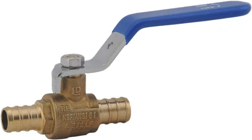 Vista 2 de LD - Válvula de bola de latón PEX de 1/2 pulgada, válvula de bola de cierre de latón PEX LF de 1/2 pulgada con palanca larga roja y azul, válvula