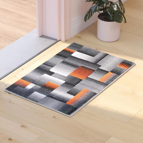 Vista 25 de Flash Furniture Elio Collection - Alfombra de área con patrón de bloques de color, alfombra de olefina azul de pelo alto, alfombra de área de 2 x 3