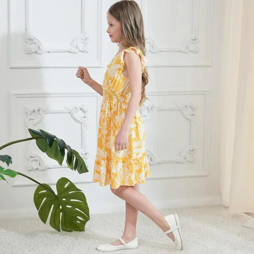 Vista 4 de Sosomi Girls' Ruffle Boho Dresses Summer Kawaii Floral Dresses Teens Cute Clothes Fashion for Girls Size 5-10Y