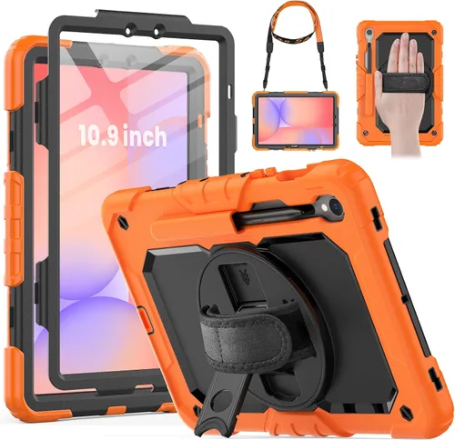 Vista 10 de HXCASEAC Funda para Samsung Galaxy Tab A9 de 8,7 pulgadas, protectora con protector de pantalla/correa de mano/soporte para bolígrafo, resistente a